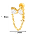 Gold titanium steel bowknot stud earrings with star charm and 1.87cm height detail - Gold Bow Star (0191-3#Gold)
