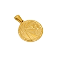 Golden titanium steel necklace with Taurus zodiac relief pendant on white background - Taurus - Single Pendant