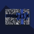 Cartoon ocean theme gift box with seahorse motifs and dark blue satin bow ribbon - Blue Shell / 50x70cm
