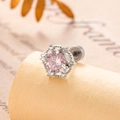 Silver snowflake ear stud featuring pink zircon center and screw back design - Light Pink (Single)