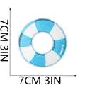 Detail of 7cm blue and white lifebuoy embroidery patch with dimension markings - No.12-Blue White Lifebuoy