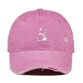 Rosa verwaschene Baumwoll-Baseballkappe mit Panda-Stickerei und Vintage-Details - Einheitsgröße / Rosa