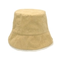 Détail du chapeau bob en velours beige avec doublure polaire chaude et texture côtelée - M (56-58cm) / Beige