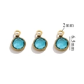 Three round light blue crystal connectors in gold finish, measuring 6.5mm for DIY jewelry - Single Hole Gold - Lake Blue