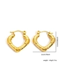 Detailed view of irregular gold heart earrings showing 2.2cm size and 4.8g weight specs - Gold Ripple Heart Style (#0172-1)