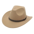 Chapeau de cowboy western kaki classique avec bande cloutée en cuir noir et boucle dorée - 56-60cm / Chameau