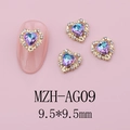 Macro detail of 9.5x9.5mm heart-shaped purple glass nail charm with gold base - Starry Pink Purple Style(AG09)