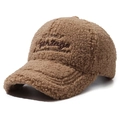 Elegante berretto da baseball in pile sherpa marrone da donna con ricamo Vintage invernale - Regolabile / Beige Scuro