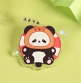 Cute panda acrylic brooch with lucky koi headwear on green background for students - Bright Future Panda