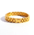 18K gold plated stainless steel bracelet featuring a classic H-shaped punk link design - Real Gold Plated Watch Strap Bracelet (NW01-2)