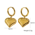 Pendientes de corazón en acero inoxidable chapado en oro 14K, 16mm, peso 5,3g - Corazón Hinchado Clásico / Dorado