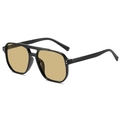 Lunettes soleil aviateur rétro monture noire verres ambre et design à double pont - Monture Noire Verres Thé