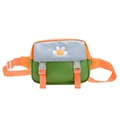 Colorful floral bear crossbody bag for kids with orange, green and blue patchwork - Orange Flower