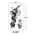 Waterproof snake and skull geometric tattoo sticker K-407 measuring 60x105mm - K-407 Snake Skull Axe
