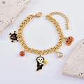 Bracciale di Halloween con catena dorata e ciondoli a zucca, teschio e mietitore - Bracciale