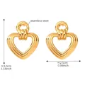 Detail of 18k gold plated stainless steel heart earrings with 3.0cm height dimensions - Gold Heart (F384)