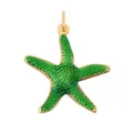 Green starfish charm pendant with gold edges and textured enamel for beach jewelry - Large Green Starfish