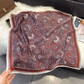 Elegant paisley silk scarf with vintage red and navy patchwork for autumn office wear - 70*70cm / Deep Red Paisley