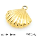 Golden seashell charm pendant in stainless steel for beach jewelry, 19x18mm size - Gold Scallop (KLJ9915-Z)
