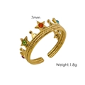 Detail of 1.8g gold crown open ring with natural stones and 7mm band width - Multi-color Crown Ring