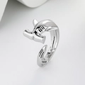 Minimalistischer Hammerhai Ring in glänzendem Silber für einen trendigen Retro-Look - Hammerhai / Silber