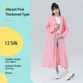 Pink thickened reusable EVA raincoat with hood and buttons for adults and teens - 12 Silk Thickened / Vibrant Pink (100g)