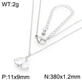 Silver stainless steel necklace with heart cubic zirconia pendant and 2g weight data - Silver Heart-Shaped Clear Zirconia Pendant (KN295035-GC)