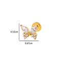 Clou d'oreille papillon doré en zircone pour cartilage, taille 0,53 cm par 0,67 cm - Forme de Papillon (2# Or)