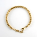 Close-up of a gold-toned stainless steel keel chain bracelet featuring a lobster clasp - 5.0mm*21cm / Gold