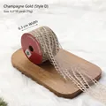 Champagne gold mesh Christmas ribbon with 6.3cm width and 10 yards length for decor - Champagne Gold Style D (Champagne Gold Cutout Mesh)