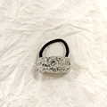 Black high-elastic hair tie featuring silver metal ornament with irregular texture - Silver Irregular Lava 5cm