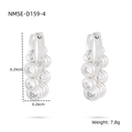 Silver 18K vacuum plated stainless steel hoop earrings with clear zirconia stones - Silver Color White Rhinestone (NMSE-D159-4)
