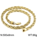Golden titanium steel twist rope necklace in size 500x8mm with a sleek coiled design - Gold 500x8mm