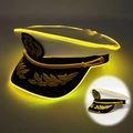 LED captain hat with yellow EL wire lighting and golden anchor embroidery for parties - Captain Hat-Yellow Light