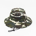 Sombrero boonie de camuflaje unisex con ala ancha y cordón ajustable cortavientos - Talla Única(58cm) / Camuflaje de Jungla (Patrón 2)