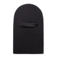 Detail of children's knitted balaclava with warm fleece lining and satin eye trim - Black