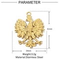 Macro shot of gold eagle pendant in stainless steel with 31mm height measurements - Engraved Eagle Pendant (VG975)