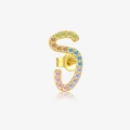 S925 sterling silver S-shaped stud earring with multicolor cubic zirconia in gold - 18K Gold S-Shape (Single)
