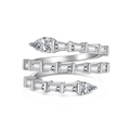 S925 sterling silver snake ring with layered sparkling zircons in a silver finish - US 8 / Platinum