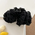 Elegante zwarte geplooide kanten strik haarklem voor dames op een florale achtergrond - Kantbel / 13cm / Zwart
