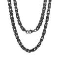 Collar de cadena bizantina negra de acero inoxidable para hombre con cierre de langosta - Negro / 45cm