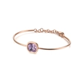 Rose gold geometric bangle with a square purple zircon and adjustable lobster clasp - Purple Style (KB120118-KHY)
