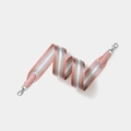 Pink and silver striped woven wide replacement shoulder strap with leather ends and metal clips - Width 5cm Length 70cm / Pink with Gold Buckle