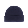 Classic navy blue ribbed knit beanie hat with cuff for winter warmth and comfort - Navy Blue