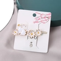 Barrette à cheveux style japonais avec lapin en émail blanc et fleurs marguerites - Épingle à Cheveux Lapin Blanc Marguerite / Lapin Blanc