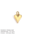 Detailed view of 14K gold plated stainless steel heart pendant with product dimensions - Gold (AP35018)