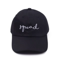 Classic black cotton baseball cap with white SQUAD cursive embroidery decoration - Black Squad