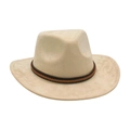Cappello da cowboy beige in feltro con un elegante cinturino intrecciato marrone - Taglia unica / Beige (Corda Intrecciata)