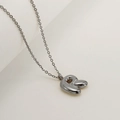 Polished silver bubble letter R pendant necklace with minimalist stainless steel link chain - Letter R / Silver