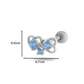 Silver bow knot cartilage stud earring with blue zircons and screw back detail - 2# Silver (Double Heart Style)